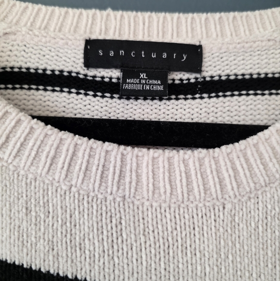 Sanctuary Black And White Super Soft Striped Sweater Size XL - Picture 2 of 4